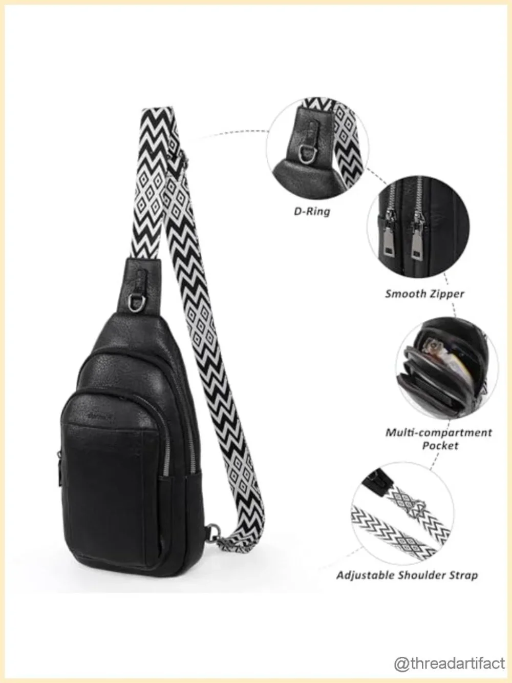 Small Leather Sling Bag for Women, Crossbody Purse with Adjustable Strap,